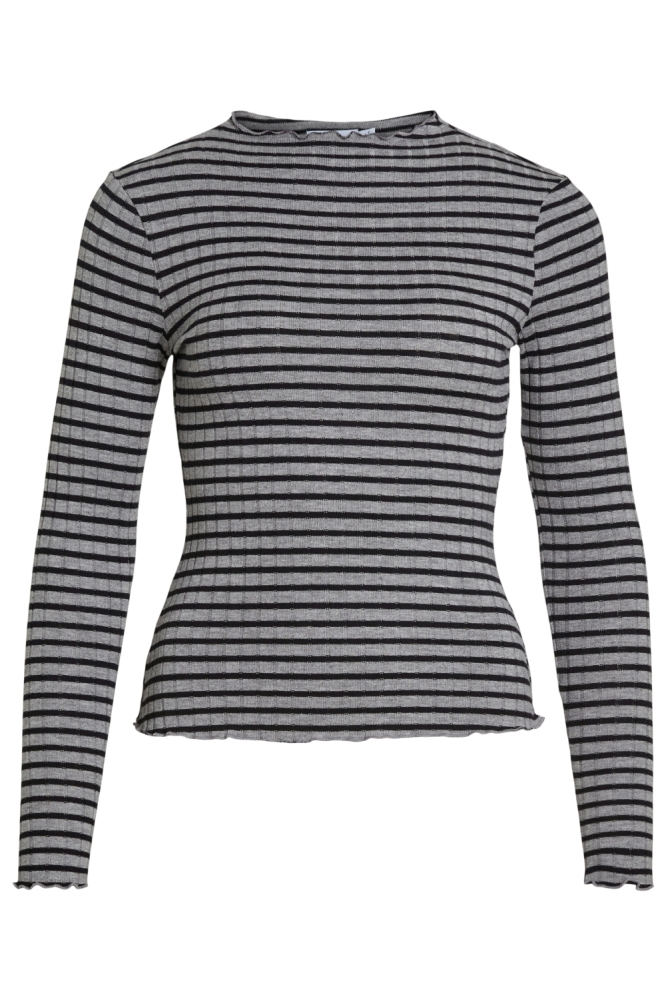 VIRIKA L/S FUNNEL NECK TOP - NOOS 14107470 MEDIUM GREY MEL/ BLACK